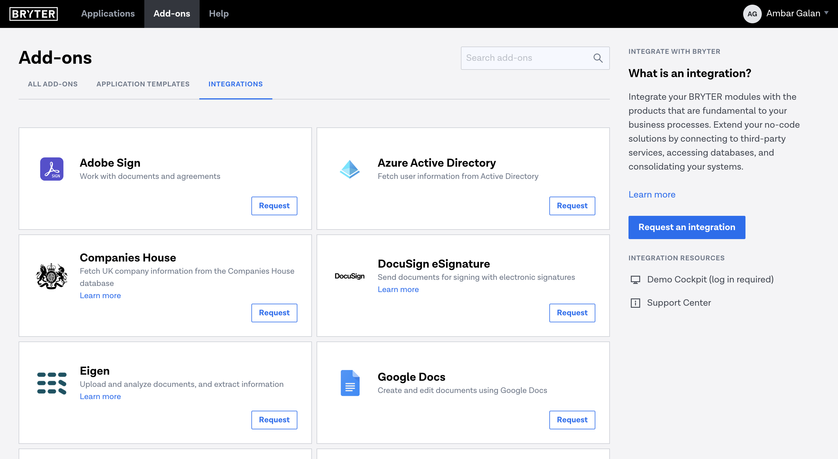 BRYTER Add-Ons page — final shipped feature