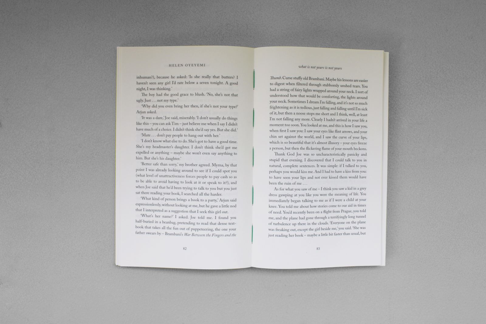 Helen Oyeyemi — Novel typesetting