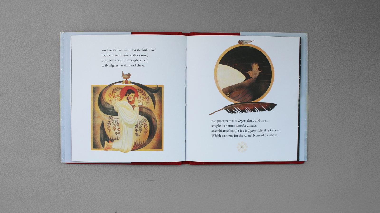 Winter Poems — Illustrated spread, the wren